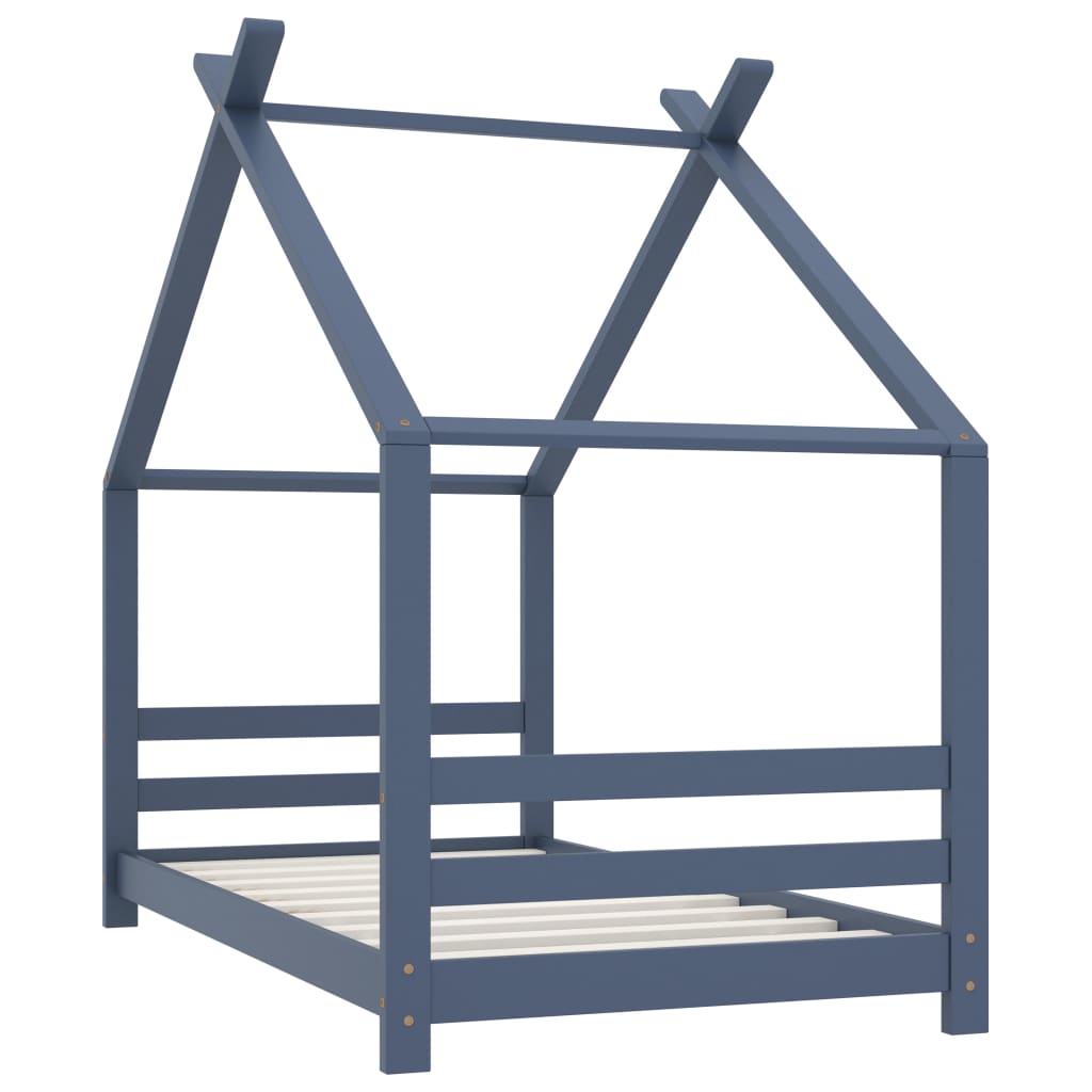 Πλαίσιο Κρεβατιού Παιδικό Γκρι 80 x 160 εκ. Μασίφ Ξύλο Πεύκου - PAKOBAZAAR