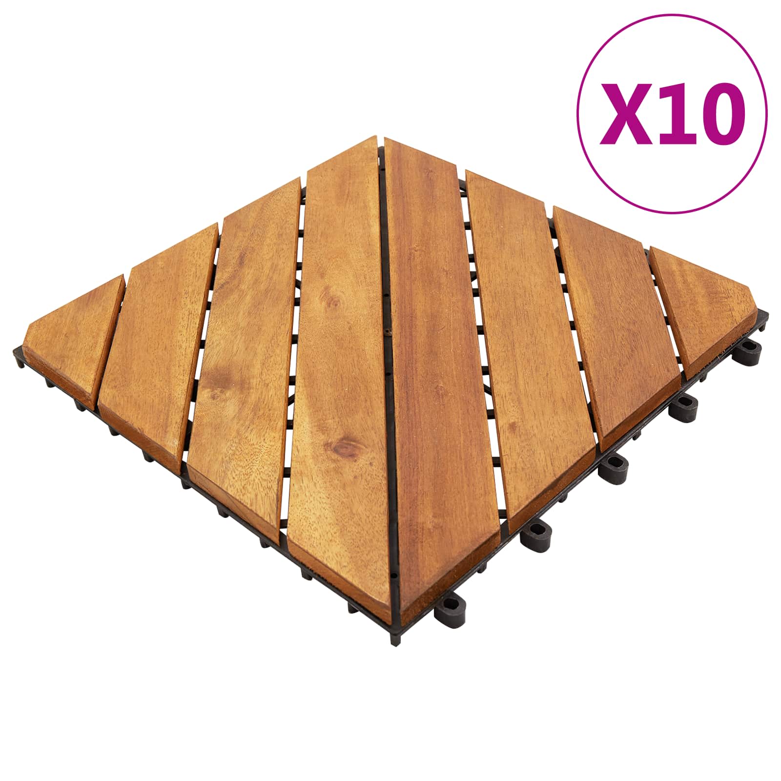 Πλάκα Κατασκευής 10 pcs Καφέ 30 x 30 cm Ξύλο Ακακίας - Pakobazaar