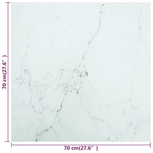 Επιφάνεια Τραπεζιού Λευκή 70x70εκ 6χιλ Ψημ. Γυαλί Μαρμ. Σχέδιο
