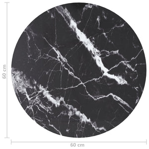 Επιφάνεια Τραπεζιού Μαύρη Ø60 x 0,8 εκ. Ψημ. Γυαλί Μαρμ. Σχέδιο