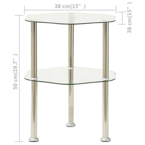 Τραπεζάκι Σαλονιού 2 Επιπέδων Διαφανές 38x38x50 εκ. Ψημ. Γυαλί