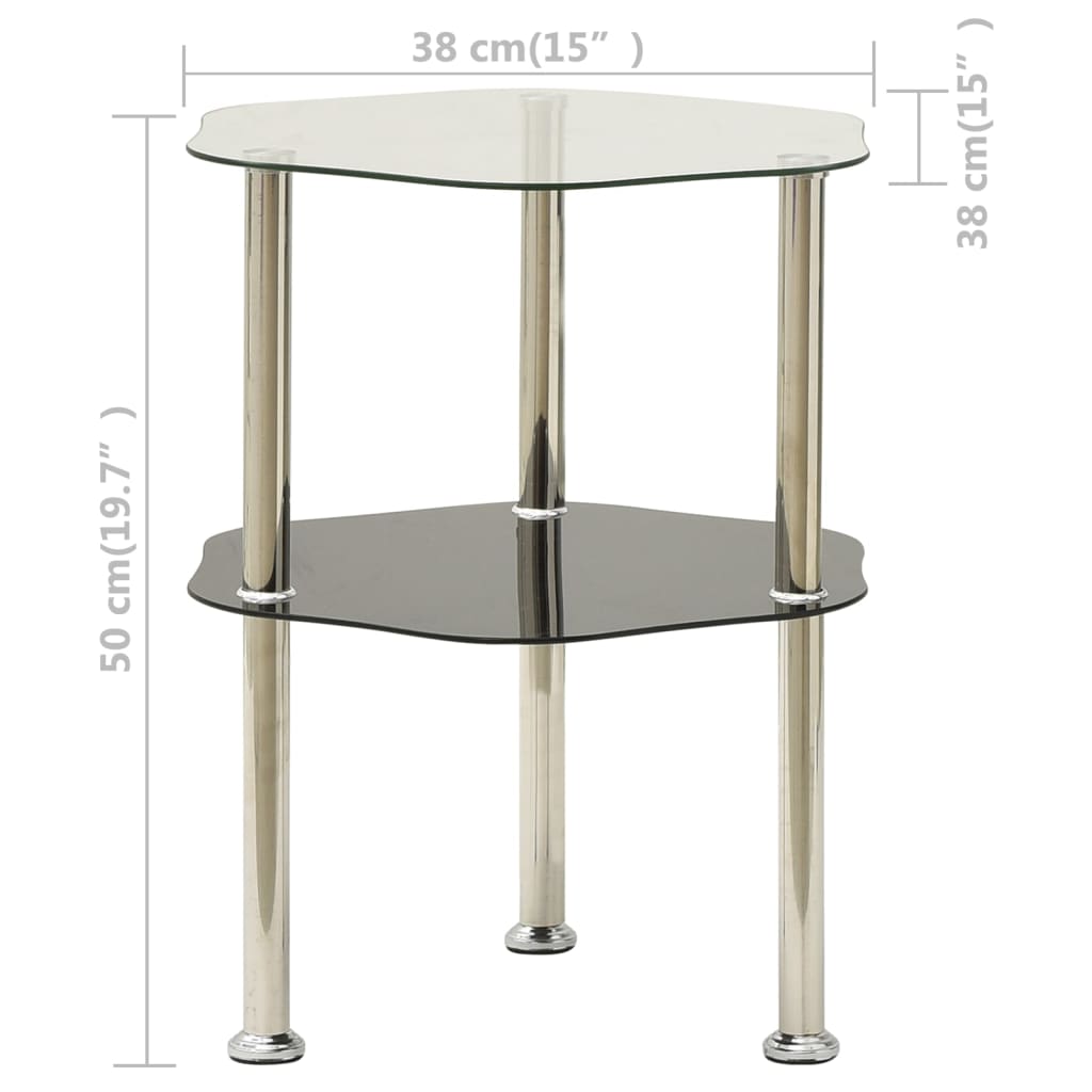322786  Βοηθ. Τραπέζι 2 Επ. Διαφ. & Μαύρο 38x38x50 εκ Ψημ. Γυαλί - Pakobazaar