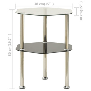 322786  Βοηθ. Τραπέζι 2 Επ. Διαφ. & Μαύρο 38x38x50 εκ Ψημ. Γυαλί - Pakobazaar