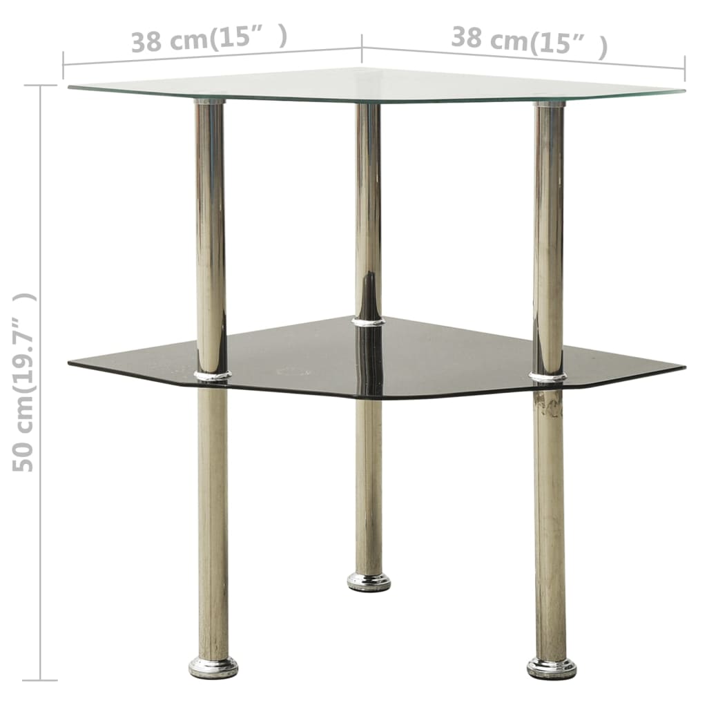 322786  Βοηθ. Τραπέζι 2 Επ. Διαφ. & Μαύρο 38x38x50 εκ Ψημ. Γυαλί - Pakobazaar