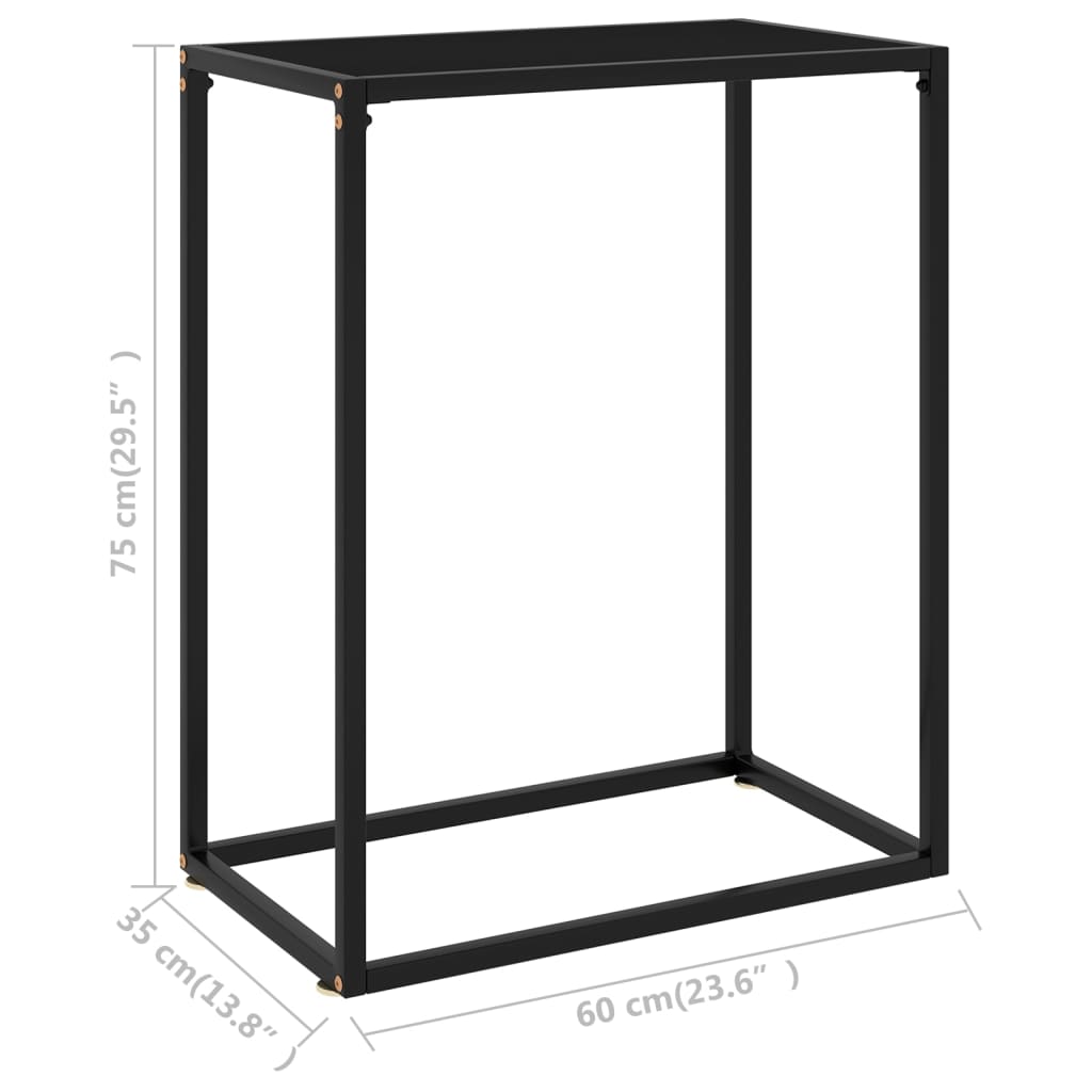 Τραπέζι Κονσόλα Μαύρο 60 x 35 x 75 εκ. από Ψημένο Γυαλί