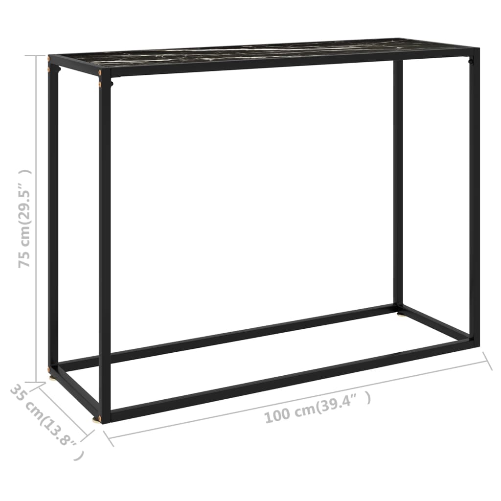 Τραπέζι Κονσόλα Μαύρο 100 x 35 x 75 εκ. από Ψημένο Γυαλί