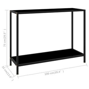 Τραπέζι Κονσόλα Μαύρο 100 x 35 x 75 εκ. από Ψημένο Γυαλί