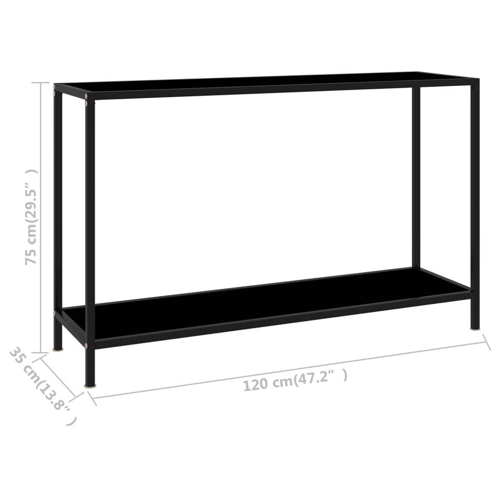 Τραπέζι Κονσόλα Μαύρο 120 x 35 x 75 εκ. από Ψημένο Γυαλί