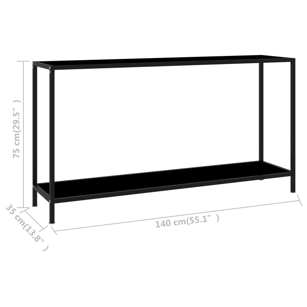 Τραπέζι Κονσόλα Μαύρο 140 x 35 x 75 εκ. από Ψημένο Γυαλί