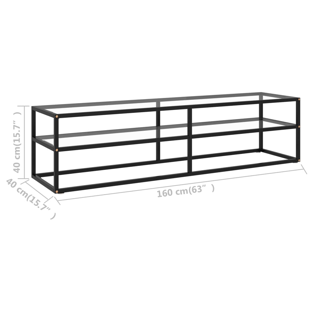 Έπιπλο Τηλεόρασης με Ψημένο Γυαλί Μαύρο 160 x 40 x 40 εκ. - Pakobazaar