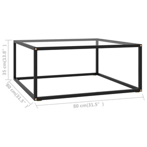 Τραπεζάκι Σαλονιού Μαύρο 80 x 80 x 35 εκ. με Ψημένο Γυαλί