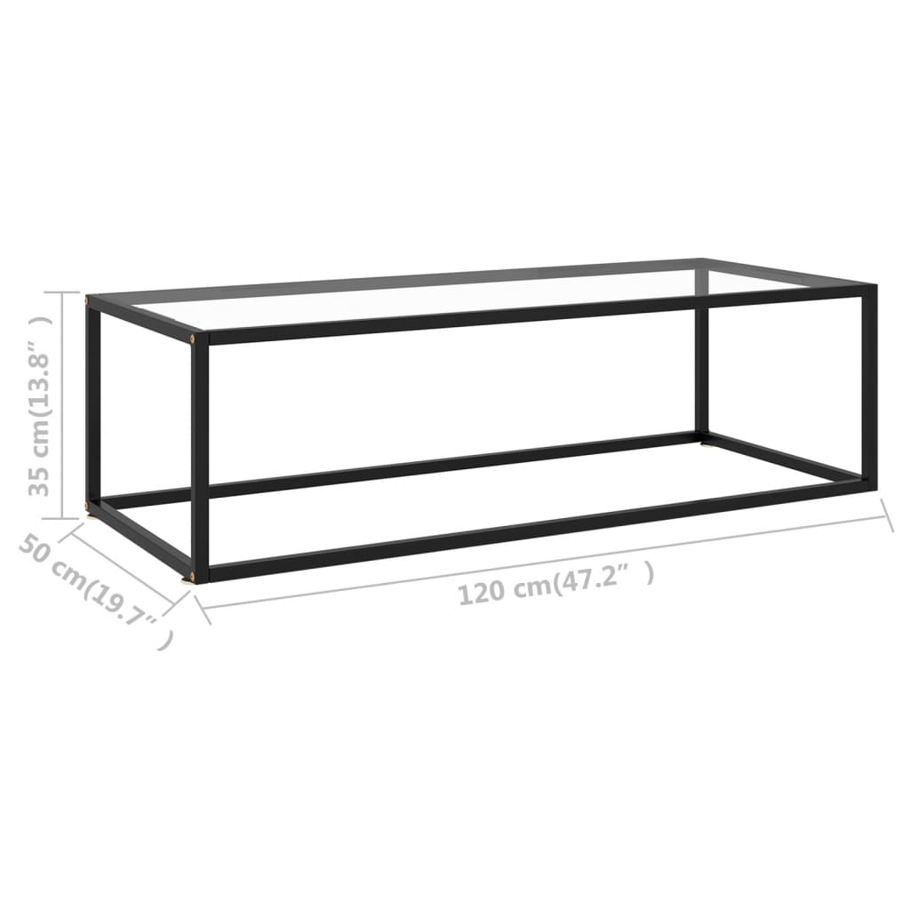 Τραπεζάκι Σαλονιού Μαύρο 120 x 60 x 35 εκ. με Ψημένο Γυαλί