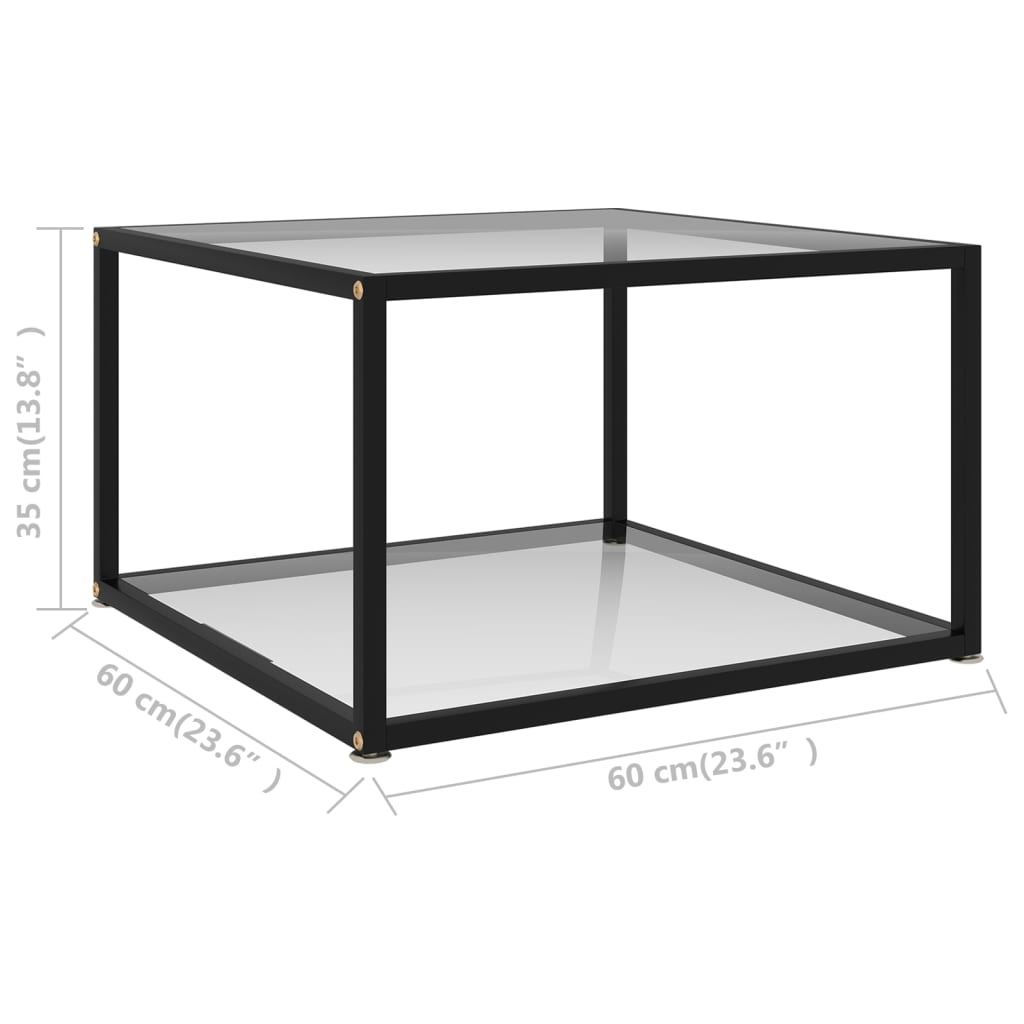 Τραπεζάκι Σαλονιού Διαφανές 60 x 60 x 35 εκ. από Ψημένο Γυαλί