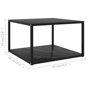 Τραπεζάκι Σαλονιού Μαύρο 60 x 60 x 35 εκ. από Ψημένο Γυαλί - Pakobazaar