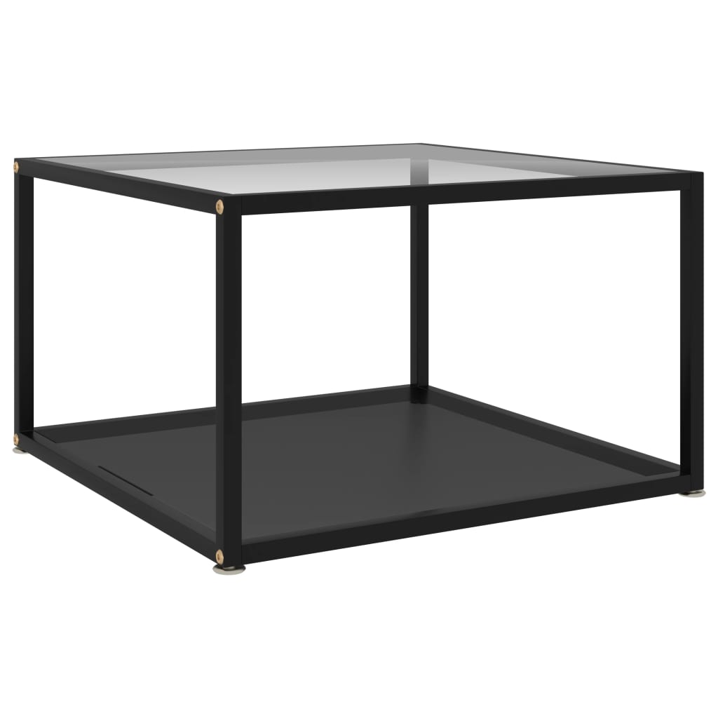 322891  Coffee Table Transparent and Black 60x60x35 cm Tempered Glass - Pakobazaar