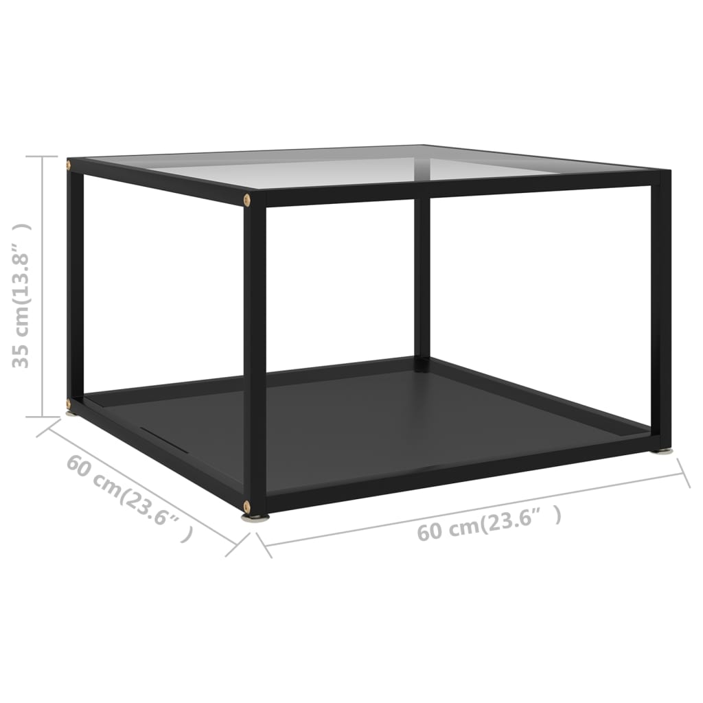 322891  Coffee Table Transparent and Black 60x60x35 cm Tempered Glass - Pakobazaar