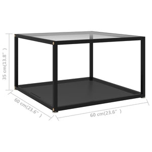 322891  Coffee Table Transparent and Black 60x60x35 cm Tempered Glass - Pakobazaar
