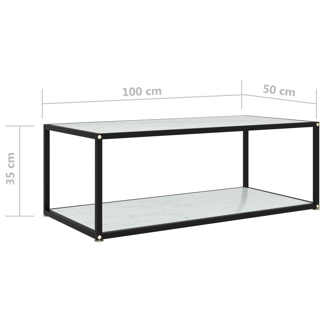 Τραπεζάκι Σαλονιού Λευκό 100 x 50 x 35 εκ. από Ψημένο Γυαλί - Pakobazaar