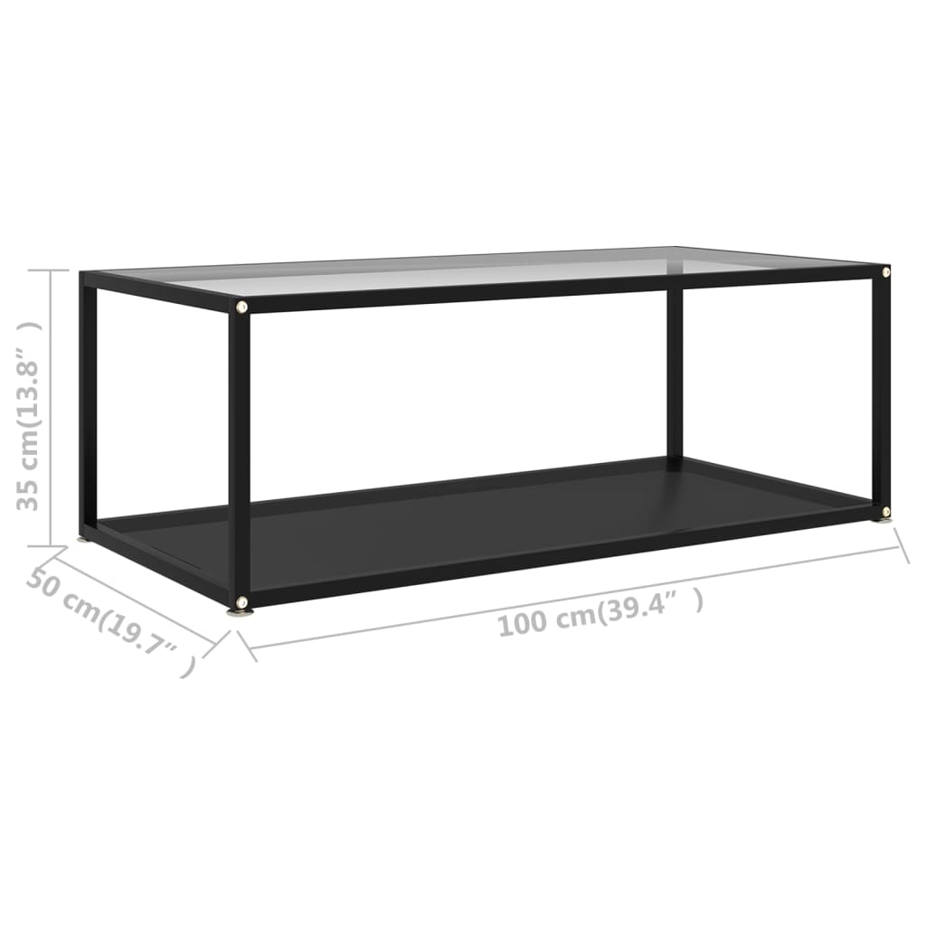 Τραπεζάκι Σαλονιού Διαφανές / Μαύρο 100x50x35 εκ. Ψημένο Γυαλί - Pakobazaar