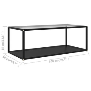 Τραπεζάκι Σαλονιού Διαφανές / Μαύρο 100x50x35 εκ. Ψημένο Γυαλί - Pakobazaar
