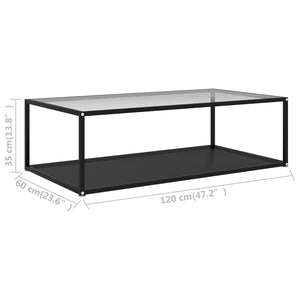 Τραπεζάκι Σαλονιού Διαφανές / Μαύρο 120x60x35 εκ. Ψημένο Γυαλί