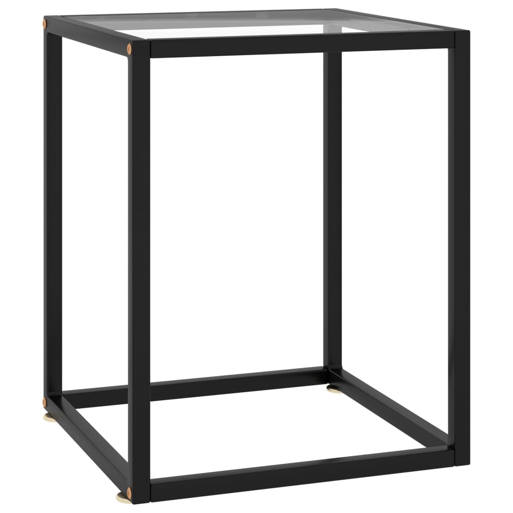 Τραπεζάκι Σαλονιού Μαύρο 40 x 40 x 50 εκ. με Ψημένο Γυαλί