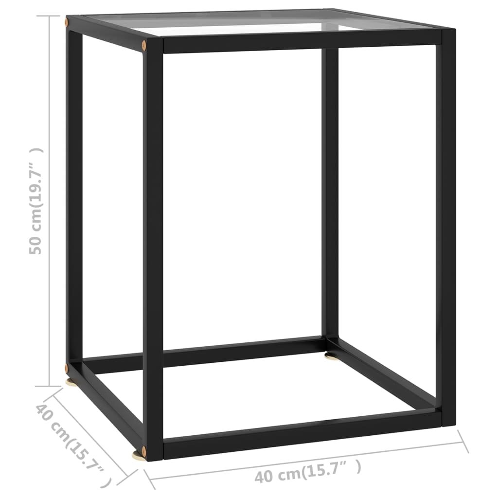 Τραπεζάκι Σαλονιού Μαύρο 40 x 40 x 50 εκ. με Ψημένο Γυαλί