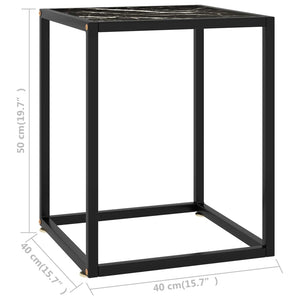 Τραπεζάκι Σαλονιού Μαύρο 40x40x50 εκ. Μαύρο Γυαλί Όψη Μαρμάρου - Pakobazaar