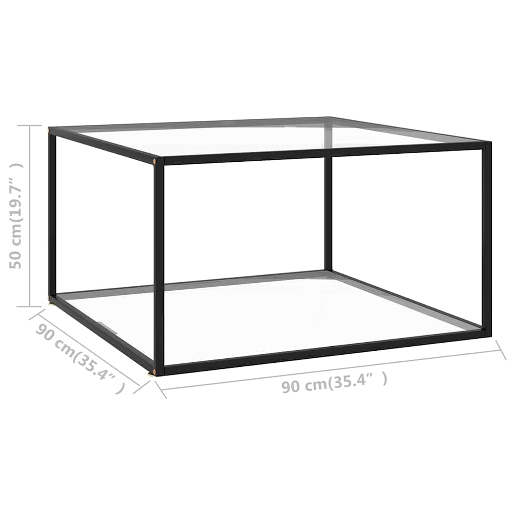 Τραπέζι Σαλονιού Μαύρο 90 x 90 x 50 εκ. με Ψημένο Γυαλί