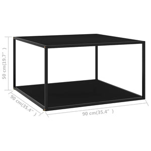 Τραπεζάκι Σαλονιού Μαύρο 90 x 90 x 50 εκ. με Μαύρο Γυαλί - Pakobazaar