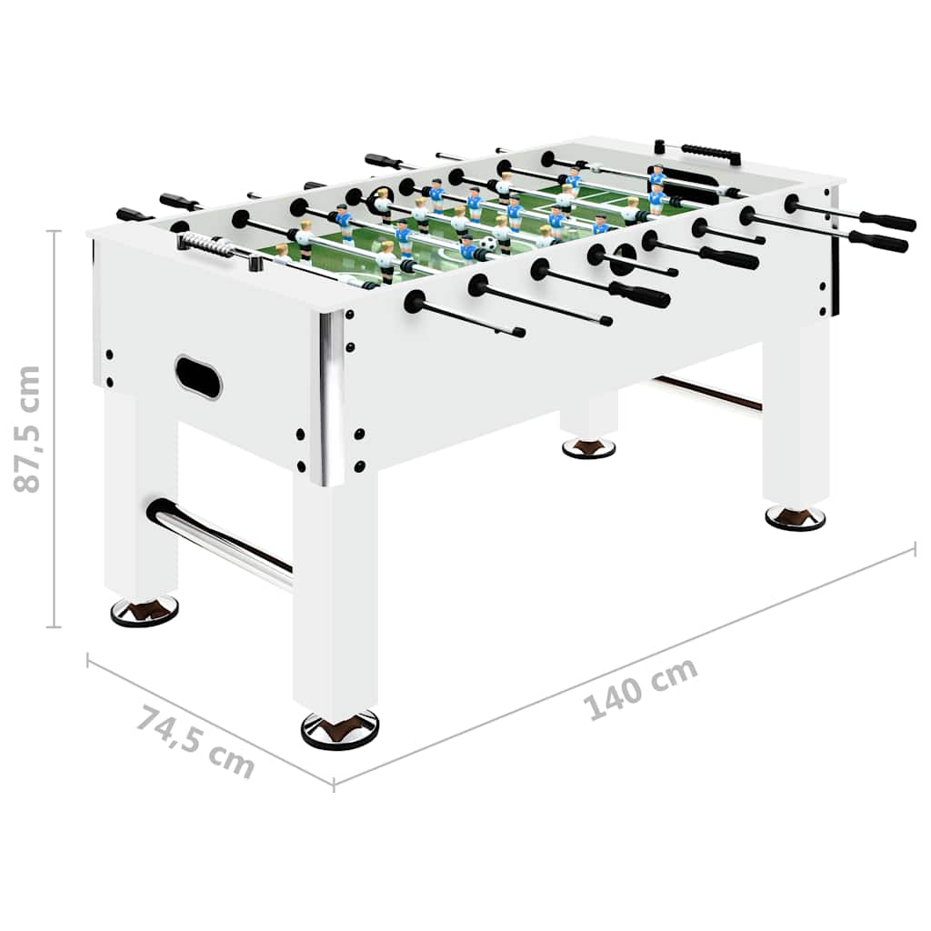 Ποδοσφαιράκι Επιτραπέζιο Λευκό 140x74,5x87,5 εκ. 60 κ. Ατσάλι - Pakobazaar
