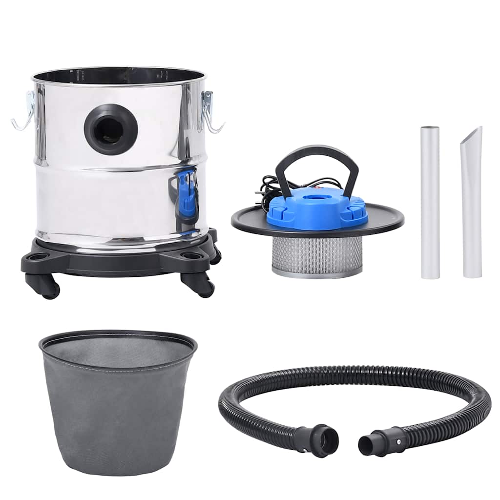 Σκούπα Στάχτης 1200 W 20 Λίτρων με Φίλτρο HEPA Ανοξείδ. Ατσάλι - PAKOBAZAAR