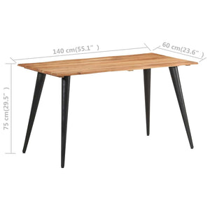 Τραπεζαρία Live Edge 140 x 60 x 75 εκ. από Μασίφ Ξύλο Ακακίας