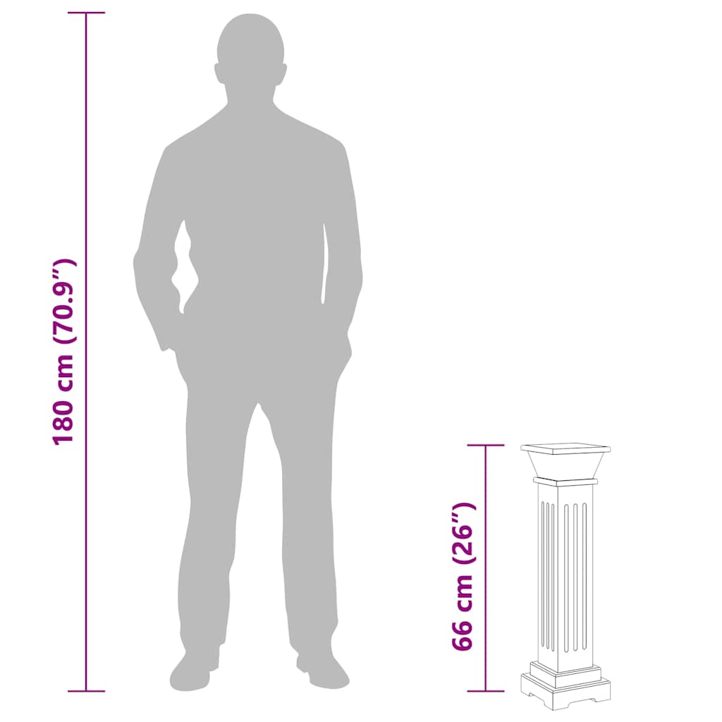 Ανθοστήλη Τετράγωνη Γκρι 17 x 17 x 66 εκ από MDF