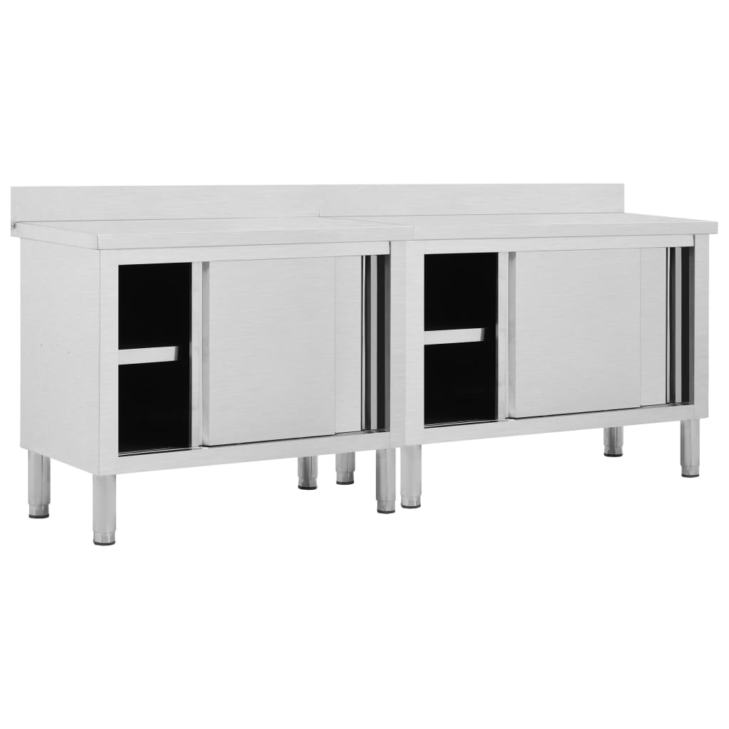 Ερμάρια Συρόμενες Πόρτες 2 τεμ. 240x50x(95-97) εκ. Ανοξ. Ατσάλι - PAKOBAZAAR