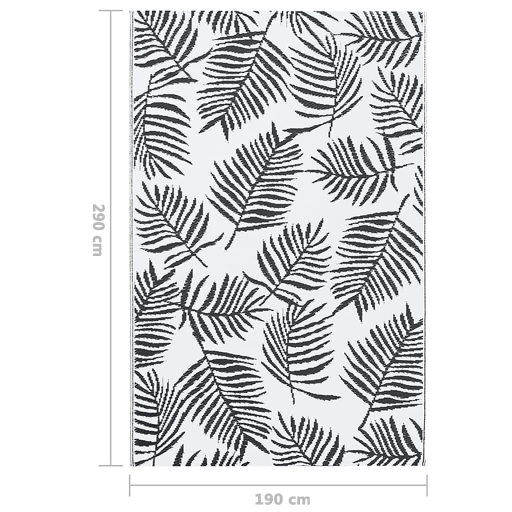 Χαλί εξωτερικού χώρου ARAKIL Λευκό και μαύρο 190x290 cm PP - PAKOBAZAAR