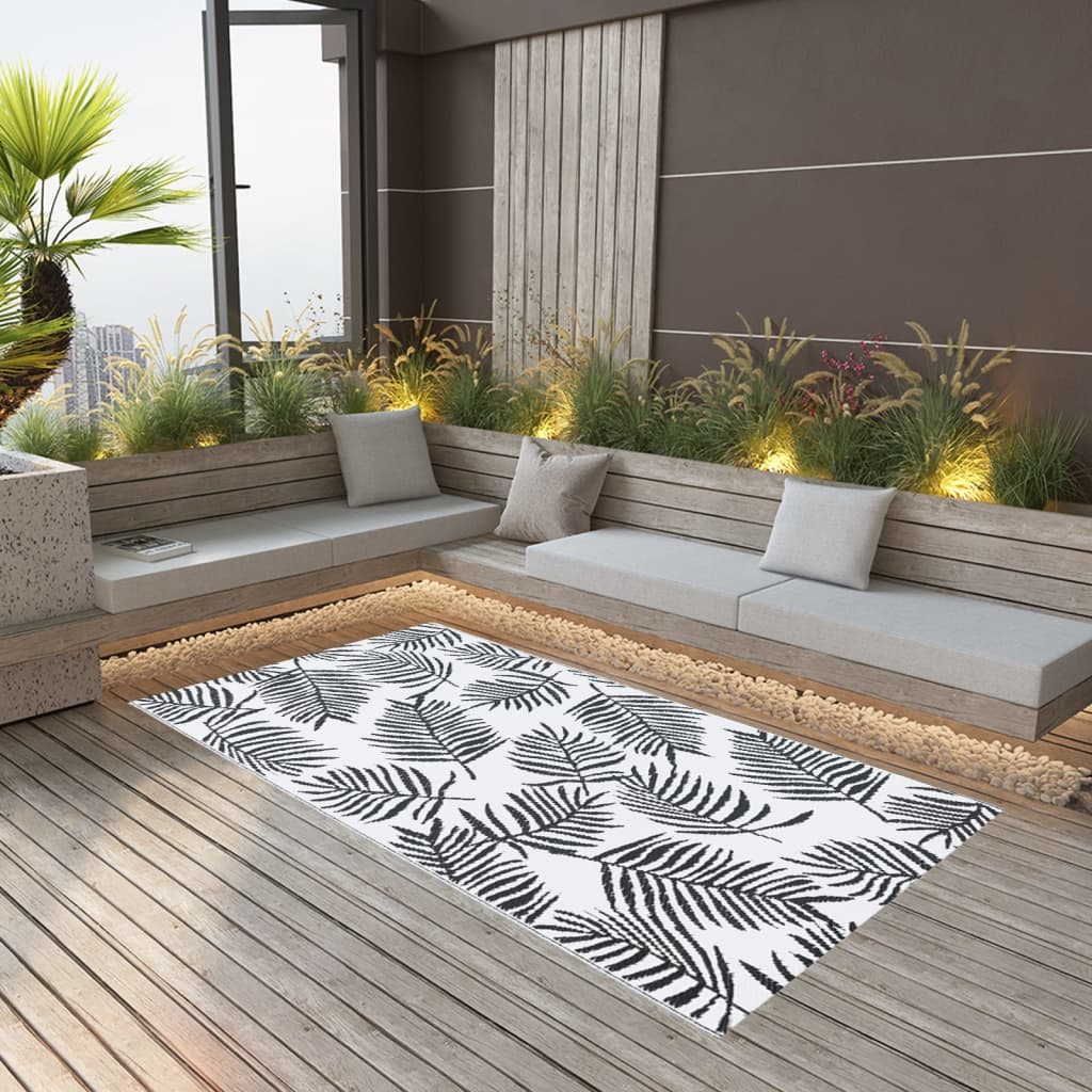 Χαλί εξωτερικού χώρου ARAKIL Λευκό και μαύρο 190x290 cm PP - PAKOBAZAAR