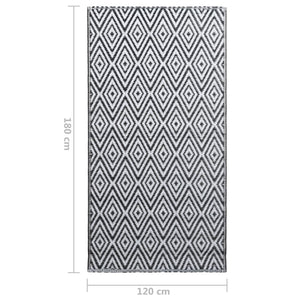 Χαλί εξωτερικού χώρου ARAKIL Λευκό και μαύρο 120x180 cm PP - PAKOBAZAAR