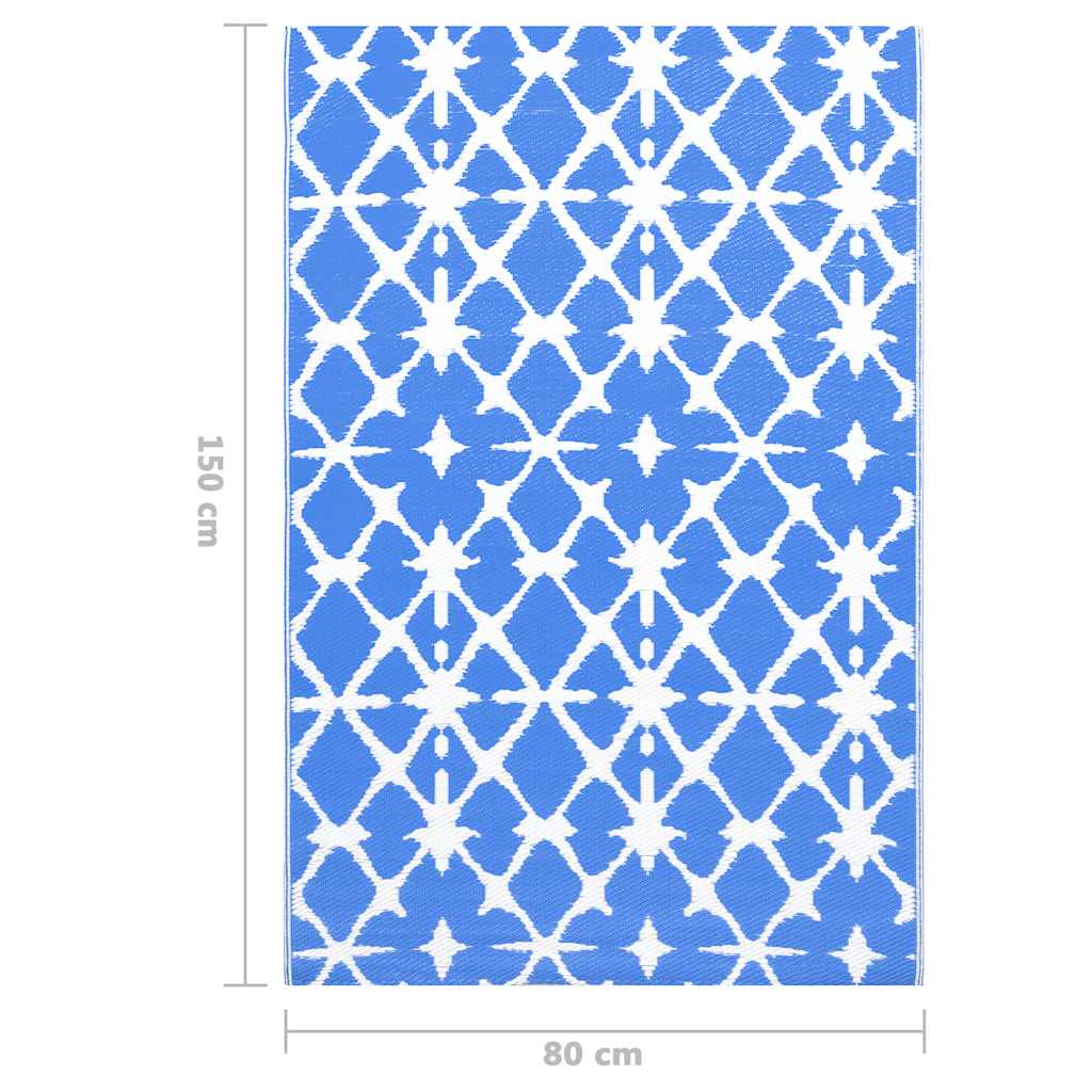 Χαλί εξωτερικού χώρου ARAKIL Μπλε και λευκό 80x150 cm PP - PAKOBAZAAR