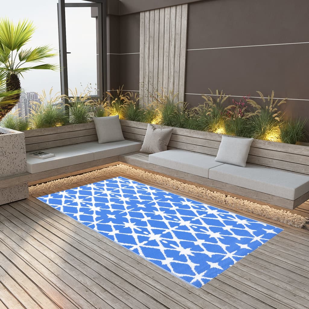 χαλί εξωτερικού χώρου ARAKIL μπλε και λευκό 120x180 cm PP - PAKOBAZAAR