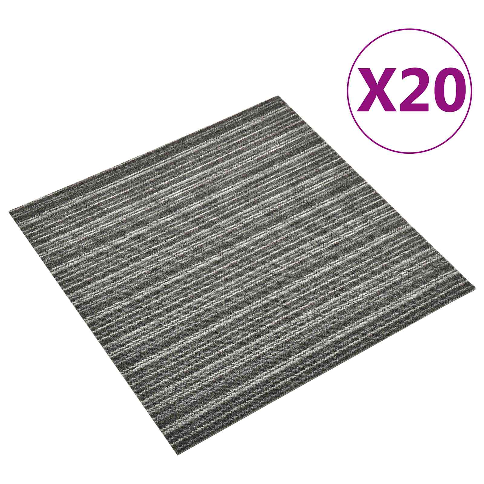 Χαλί 20 pcs Ριγέ ανθρακί 50 x 50 cm 100% Πολυπροπυλένιο - Pakobazaar