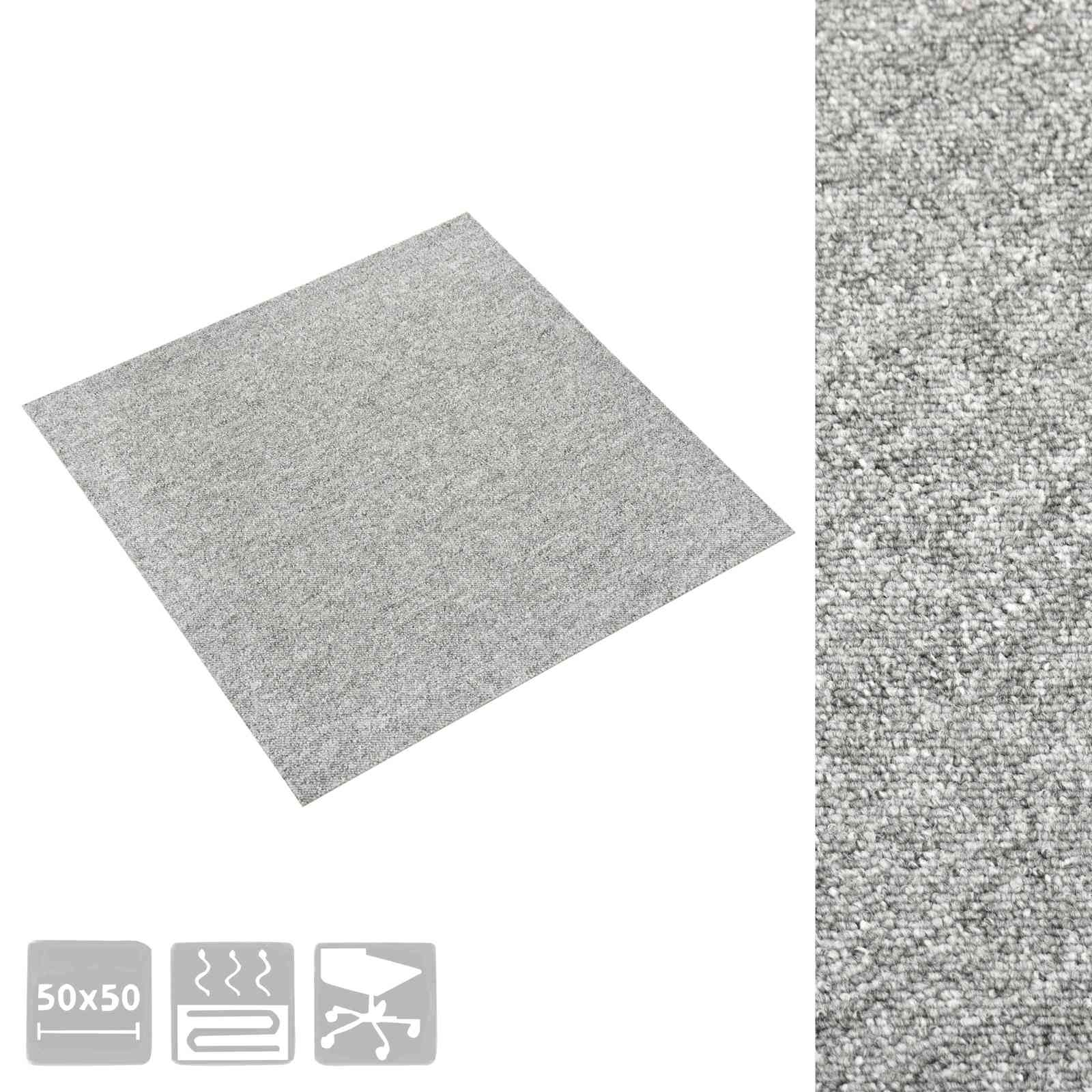 Χαλί 20 pcs Ανοιχτό γκρι 50 x 50 cm 100% Πολυπροπυλένιο - Pakobazaar