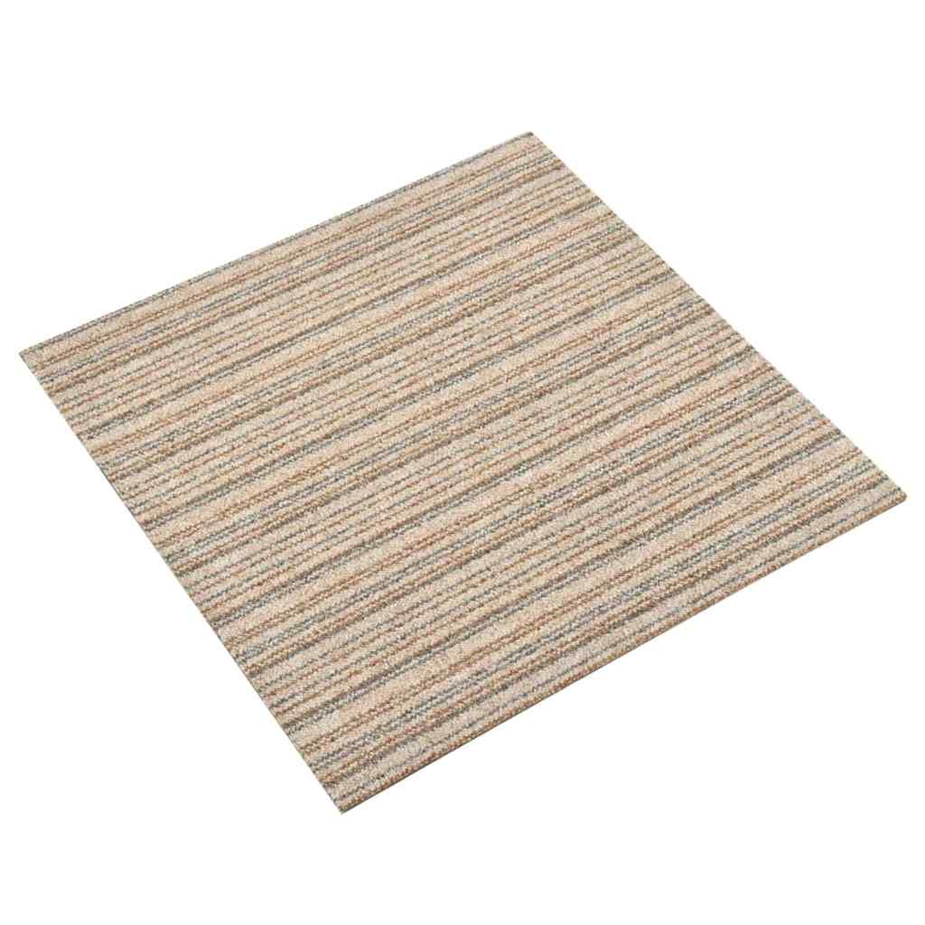Μοκέτα Πλακάκι 20 τεμ. Μπεζ Ριγέ 5 μ² 50x50 εκ. - Pakobazaar