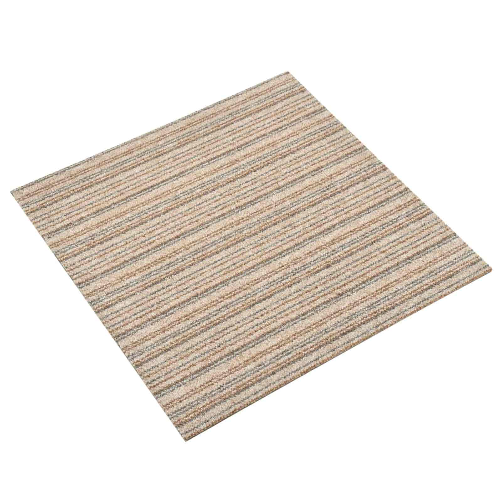 Χαλί 20 pcs Ριγέ μπεζ 50 x 50 cm 100% Πολυπροπυλένιο - Pakobazaar
