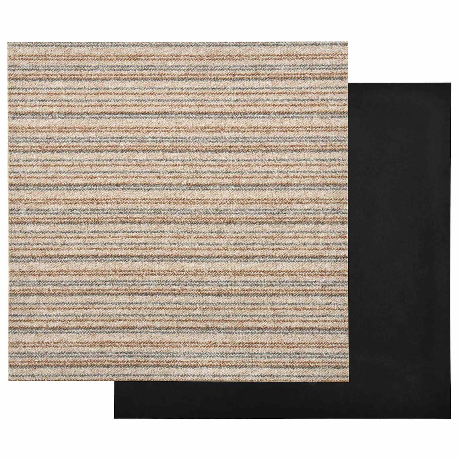 Χαλί 20 pcs Ριγέ μπεζ 50 x 50 cm 100% Πολυπροπυλένιο - Pakobazaar