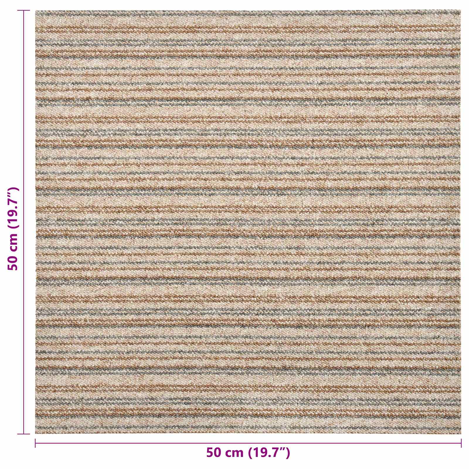 Χαλί 20 pcs Ριγέ μπεζ 50 x 50 cm 100% Πολυπροπυλένιο - Pakobazaar