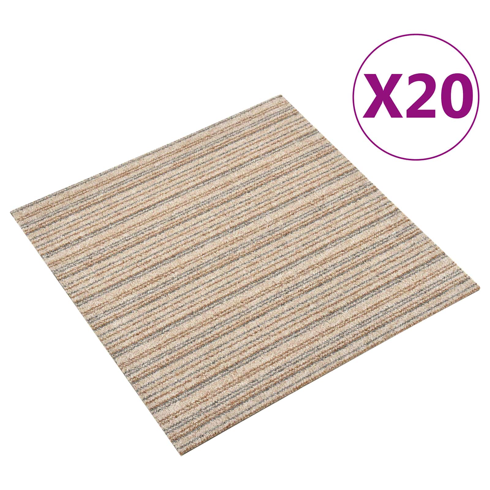 Χαλί 20 pcs Ριγέ μπεζ 50 x 50 cm 100% Πολυπροπυλένιο - Pakobazaar