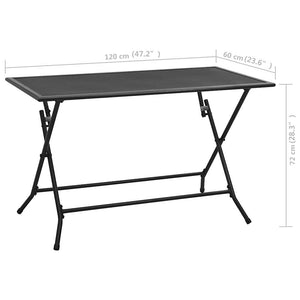 Τραπέζι Πτυσσόμενο με Πλέγμα Ανθρακί 120 x 60 x 72 εκ. Ατσάλινο