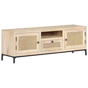 Έπιπλο Τηλεόρασης 120x30x40 εκ. Ξύλο Μάνγκο/Φυσικό Ζαχαροκάλαμο