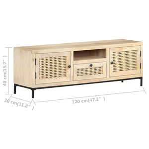 Έπιπλο Τηλεόρασης 120x30x40 εκ. Ξύλο Μάνγκο/Φυσικό Ζαχαροκάλαμο